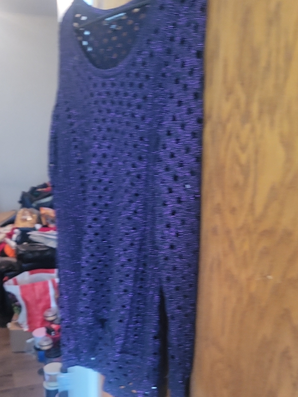 Rock & Republic Purple Open-Weave Sleeveless Tunic